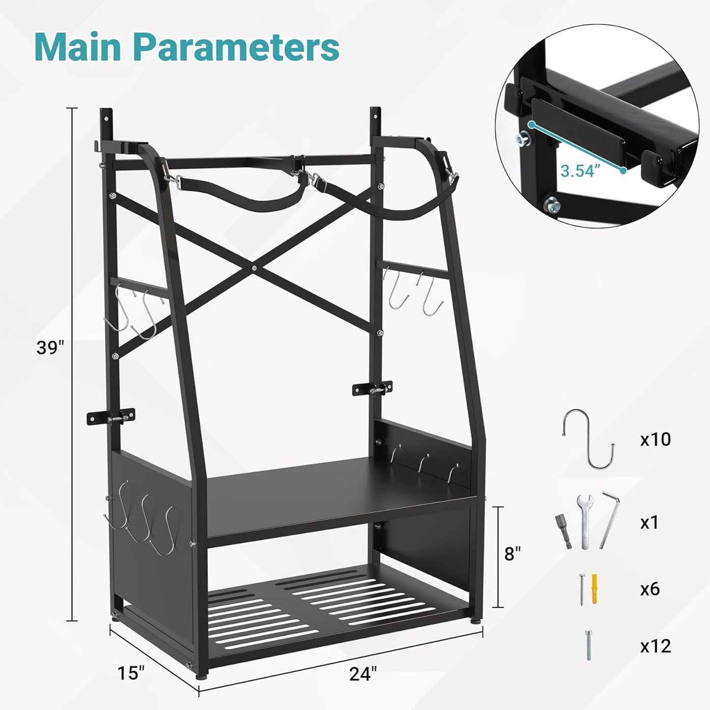 2-in-1 Wall Mount Golf Bag Organizer - Holds 2 Golf Bags w/ 4 Club Racks, 10 Hooks & Storage Shelf - Free-Standing Golf Bag Stand w/Adjustable Feet for Garage, Store, Club, Shed