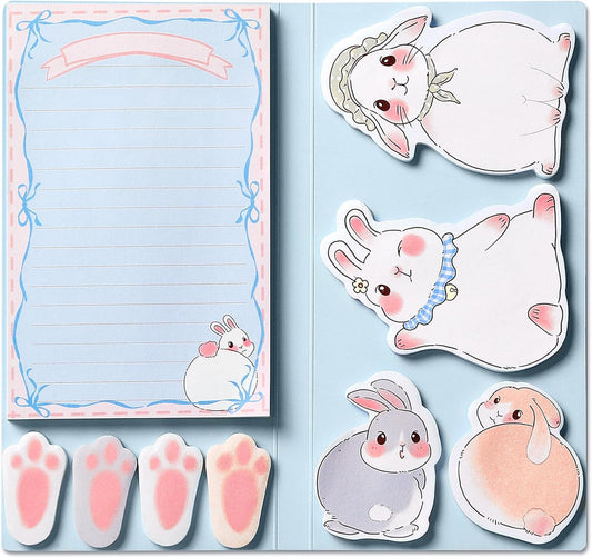 Hommie Cute Sticky Notes Set, Sticky Notes Set Planner Dividers, Easter Bunny Self-Stick Memo Pads with Animal Divider Tabs, Bundle Writing Designs for Office, School, Easter Party Supplies