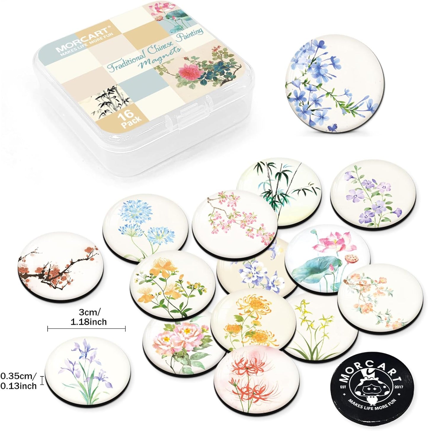 MORCART 16PCS Fridge Magnets Art Magnets Decoration for Refrigerator Locker Whiteboard Decorative Magnetic Board Cabinets Classroom Office Cubicle School Cute