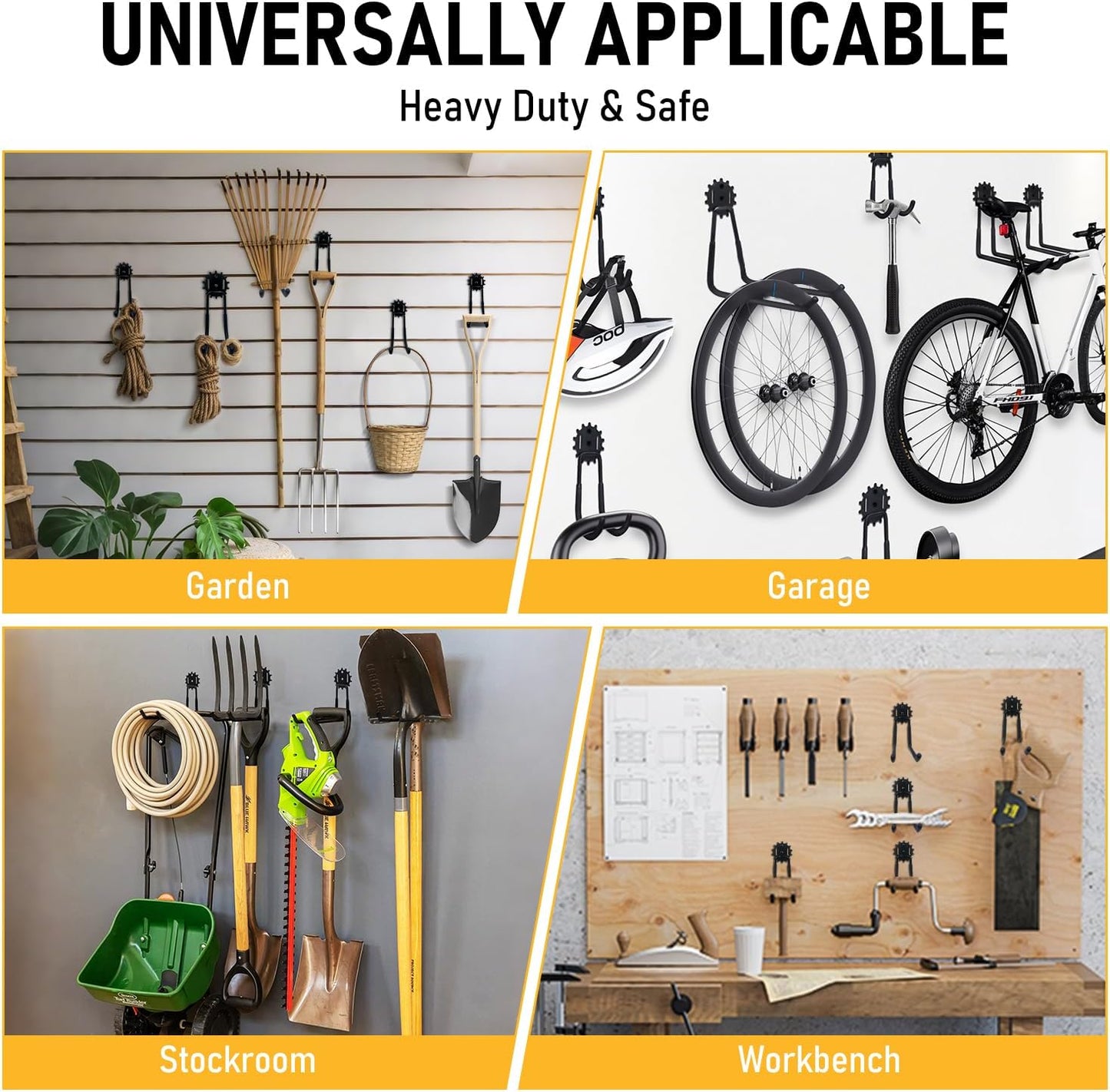 20 Pack Garage Heavy Duty Steel Hooks, Durable Storage Utility Wall Mount Holder with PVC Anti-Slip Coating for Hanging Garden Chairs, Ropes, Power Tools, Bike, Ladder and Warehouse