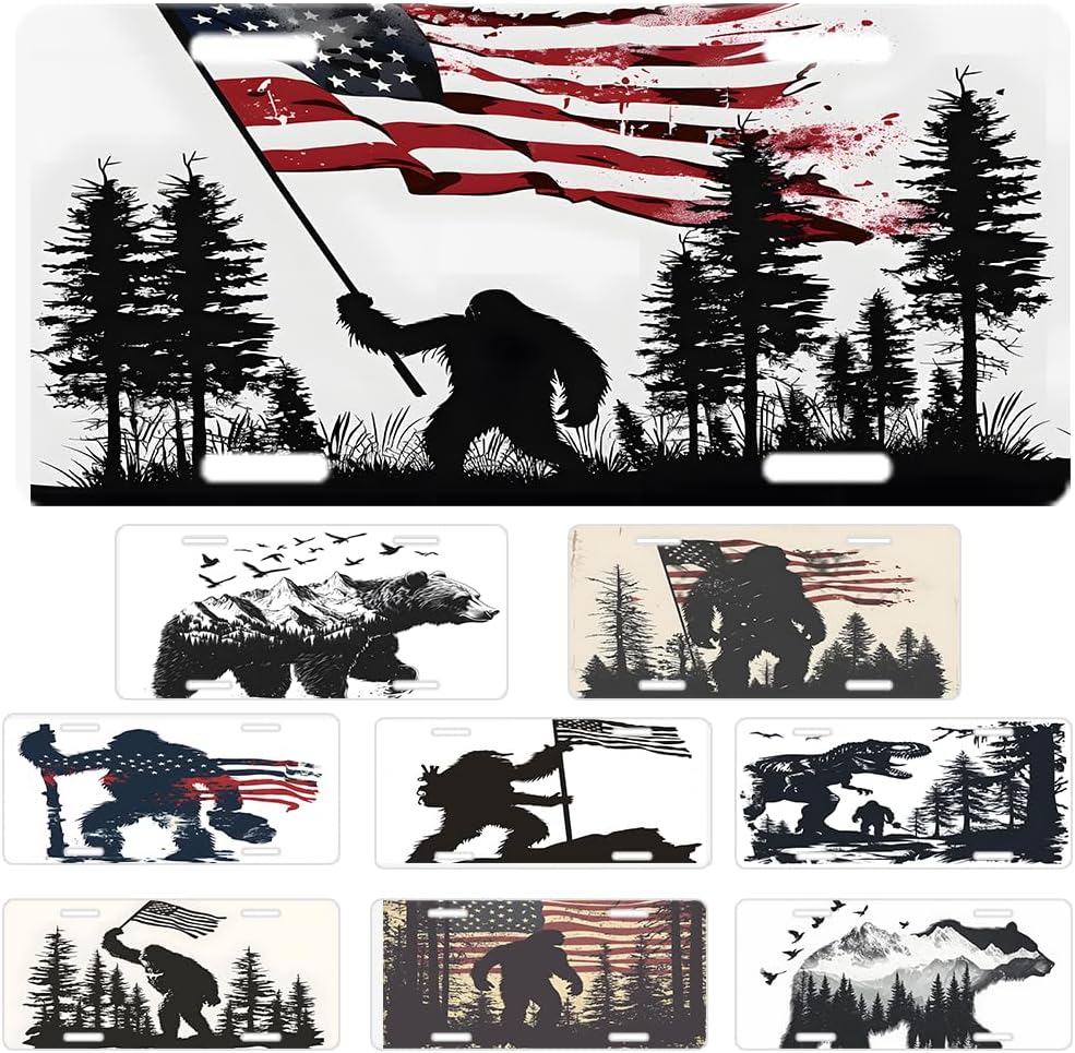 Custom License Plate Personalized Bigfoot American Funny Aluminum Front License Plates Decorative Rust-Free Metal Car Plate Covers for Women Men Car Tag Accessories fit Truck SUV Rv 12 X 6 in