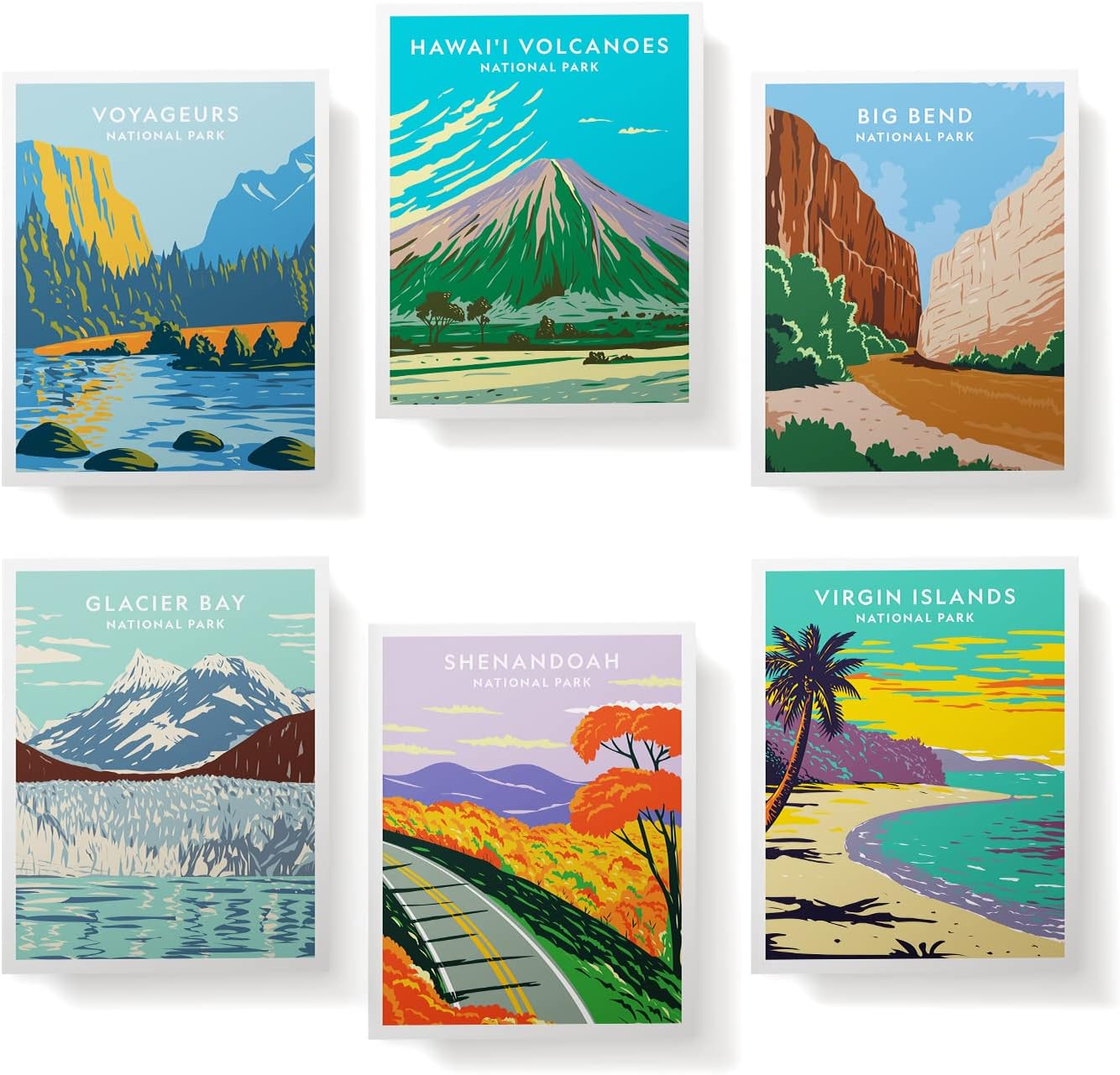 Twigs Paper - Assorted Nature National Parks Greeting Cards - Stationery Cards with Envelopes - Thank You and Blank Note Cards - Greeting Cards for All Occasions - Made in USA (5.5 x 4.25, Set of 12)