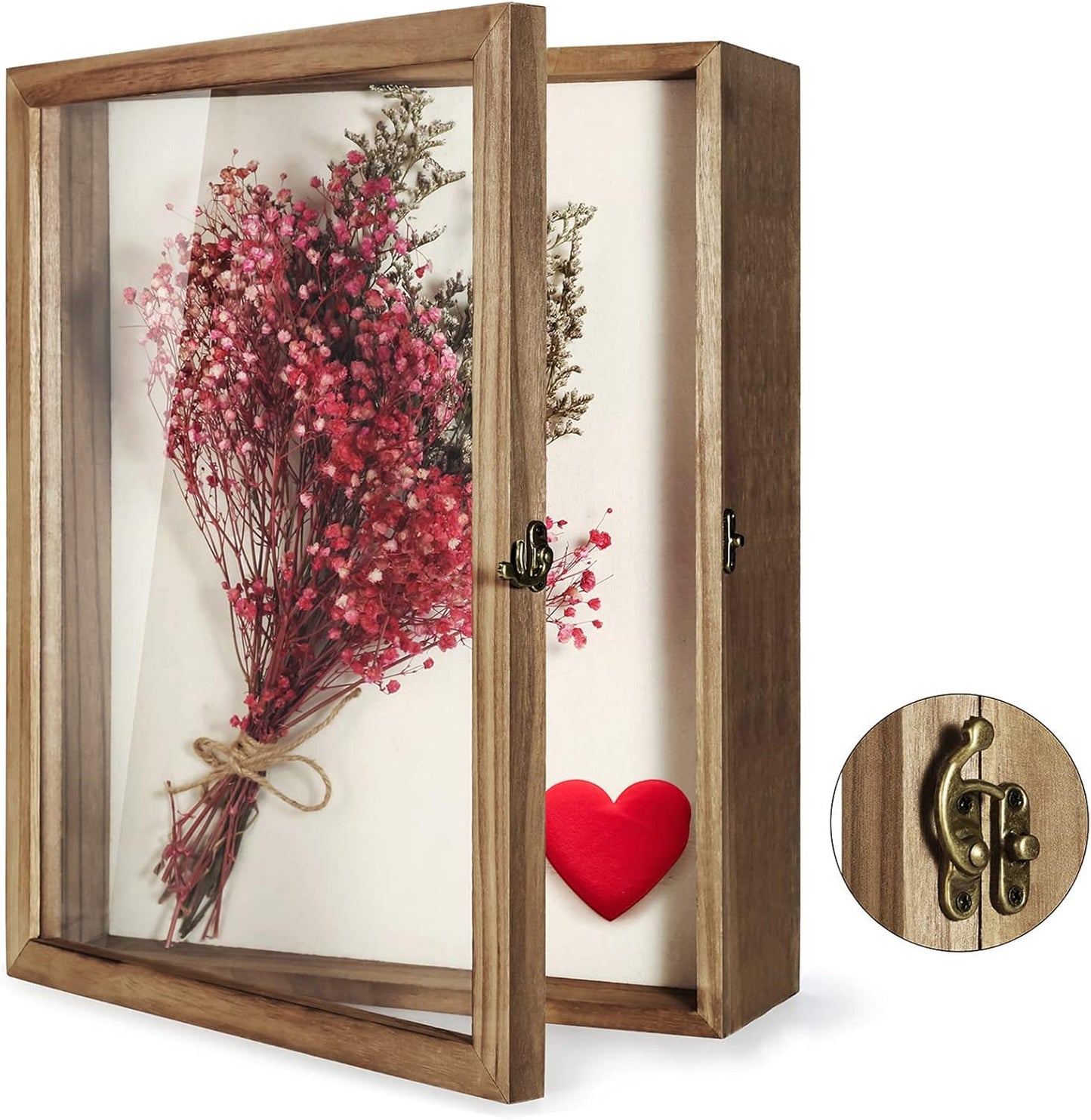 TJ.MOREE Shadow Box Display Case 13 x 16 Flowers Shadow Box Frame with Glass Window Picture Frame Wedding Bouquet Memorabilia Medals Photos Memory Box for Keepsakes