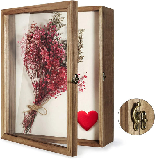 TJ.MOREE Shadow Box Display Case 13 x 16 Flowers Shadow Box Frame with Glass Window Picture Frame Wedding Bouquet Memorabilia Medals Photos Memory Box for Keepsakes