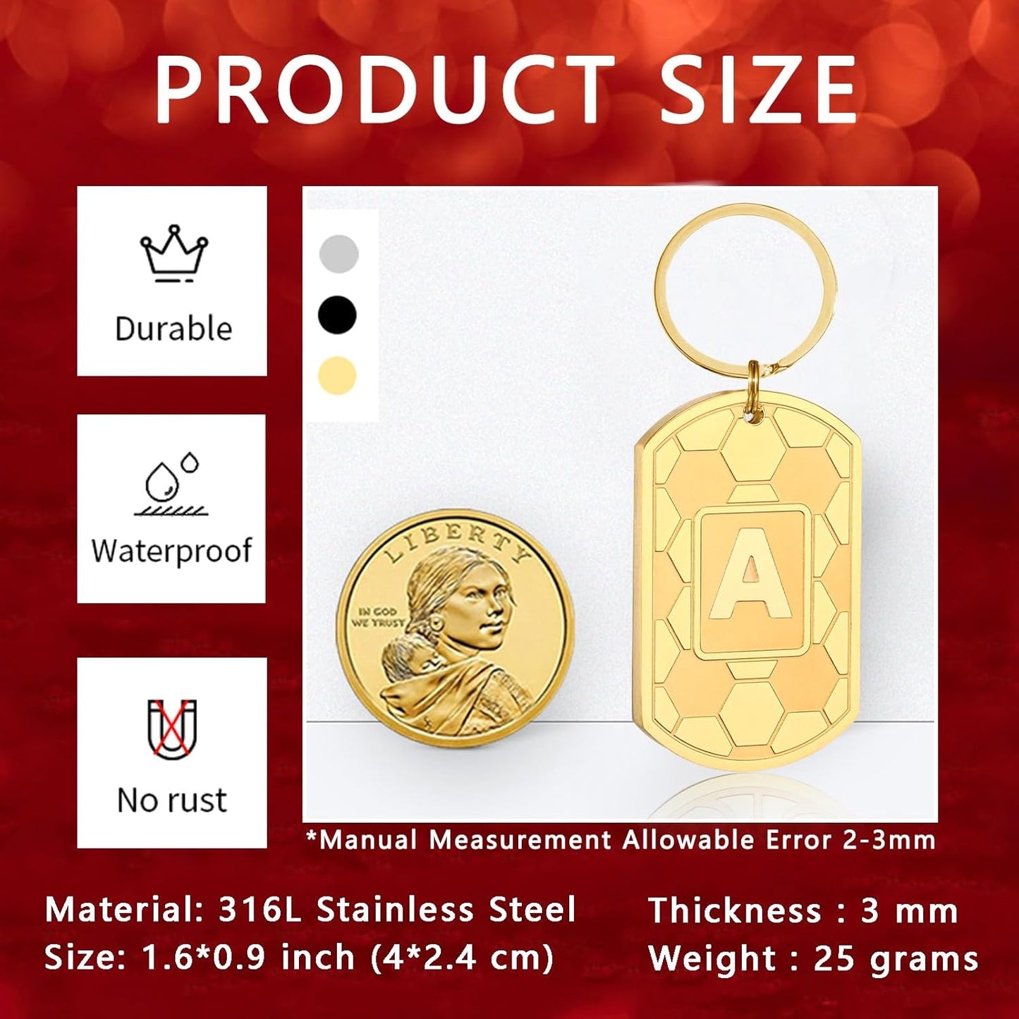 Initial Keychain Gifts for Men,Soccer Dog Tag Mens Keychains for Men Him Dad