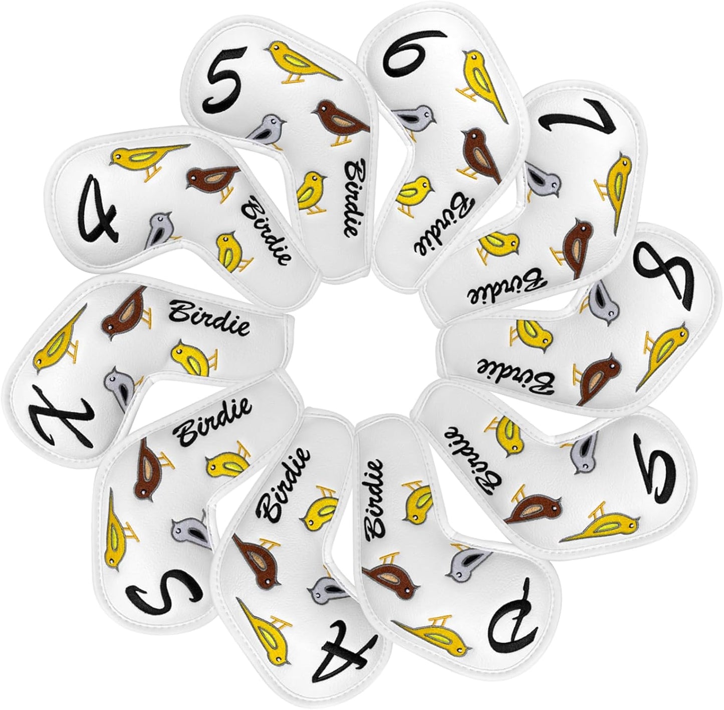 Premium Leather Golf Club Iron Covers - 10pcs/Set Wedge & Iron Headcovers with Velcro Closure