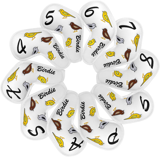 Premium Leather Golf Club Iron Covers - 10pcs/Set Wedge & Iron Headcovers with Velcro Closure