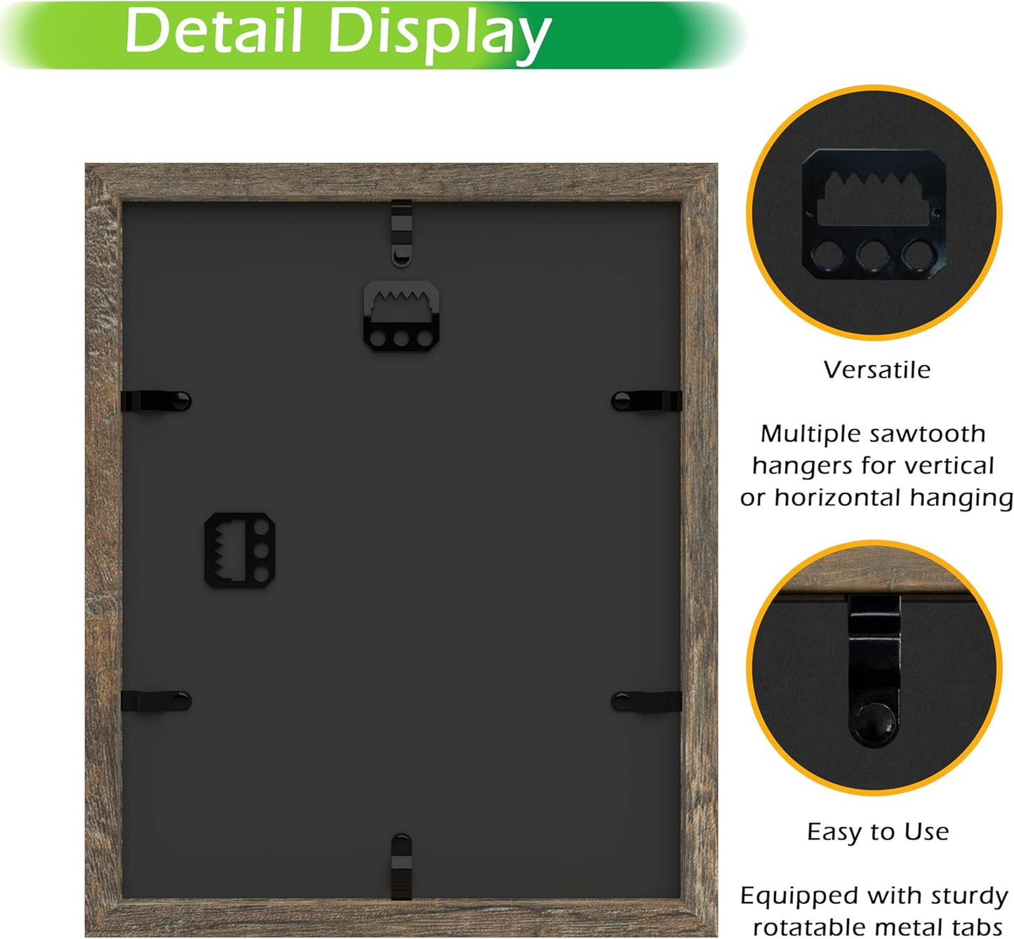 FrameWorks 8x10 Driftwood Wooden Shadow Box Frame – Soft Felt Back, Tempered Glass, and Included Elegant White Ball Push Pins