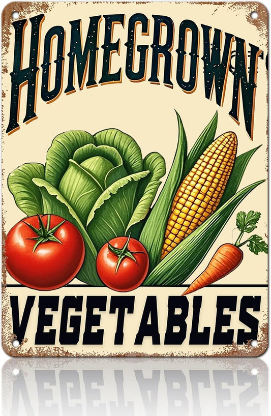 Vegetable Tomato Corn Poster Vegetable Metal Tin Sign Homegrown Vegetables Bar Pub Sign Poster Home Decor Garage Bar Restaurant Kitchen Cafe 12x16 Inch Wall Art Decor
