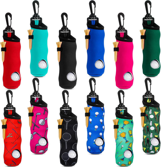 WILLBOND 12 Pcs Golf Ball Tee Holder Neoprene Pouch Golf Ball Carry Bag Multicolor Portable Accessories for Man Woman