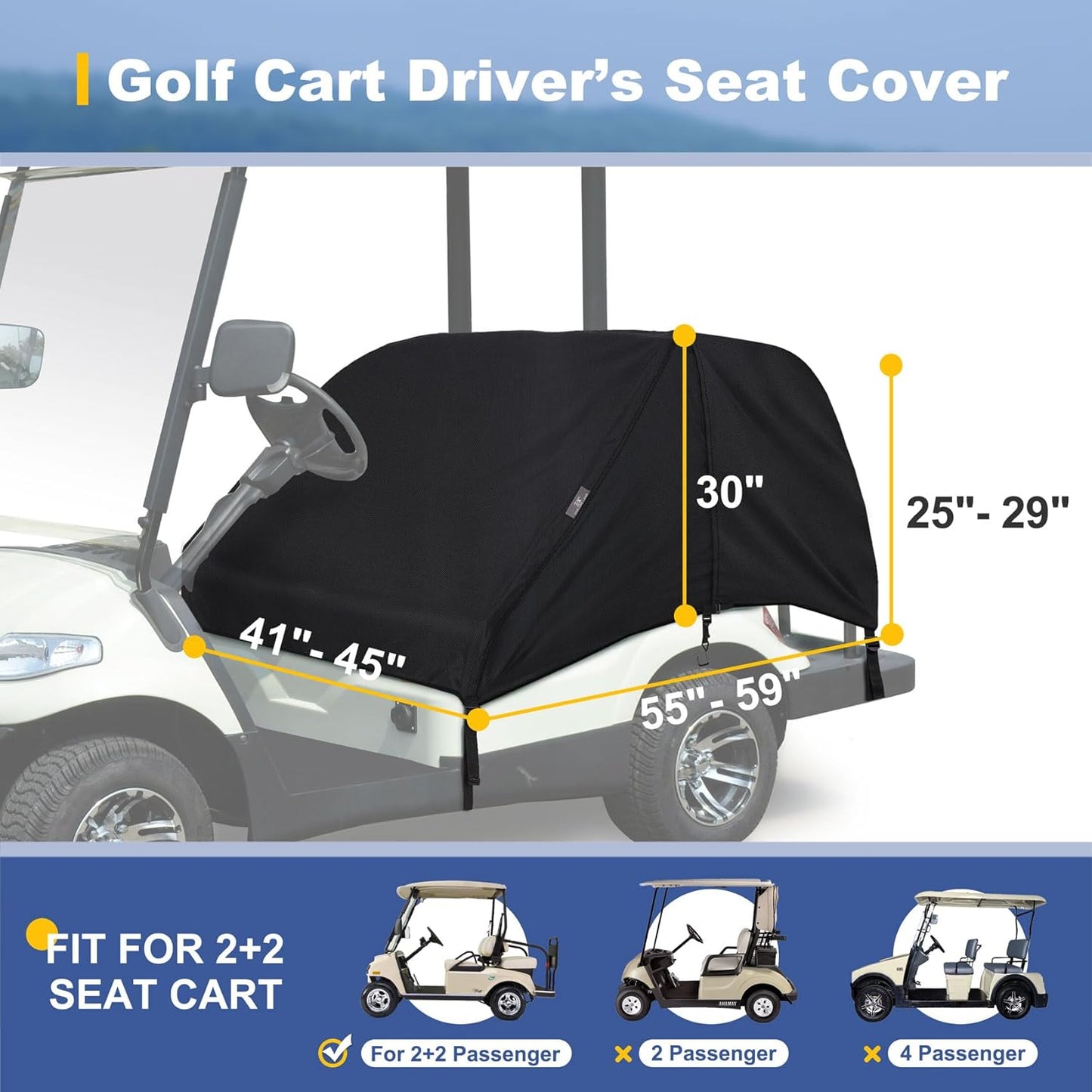 Explore Land Waterproof Golf Cart Seat Cover for 2+2 Passenger UV Resistant Seat Protector - Universal Fit for Most Golf Carts