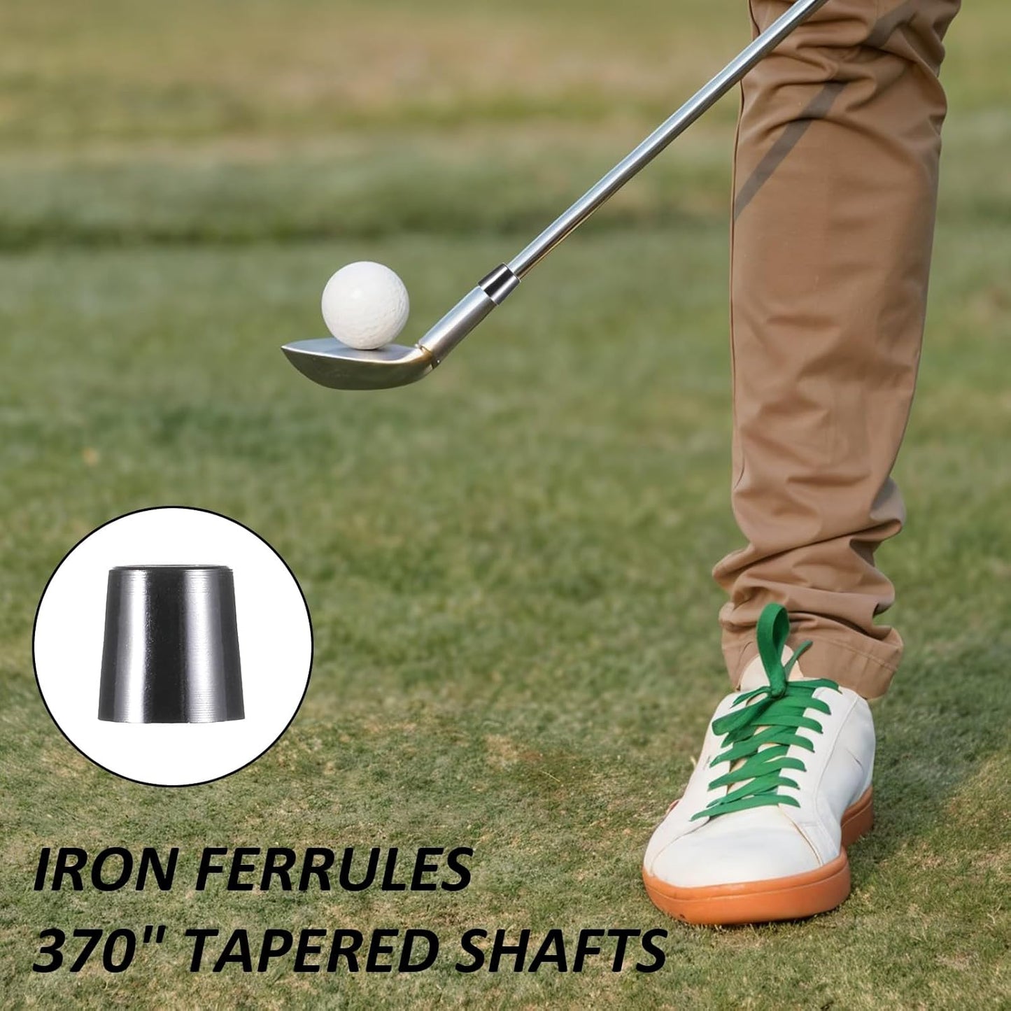 Vin Beauty 10pcs Black Golf Tapered Ferrules, Tip Size .370 Golf Iron Ferrules for Taper Tip Iron Wedge