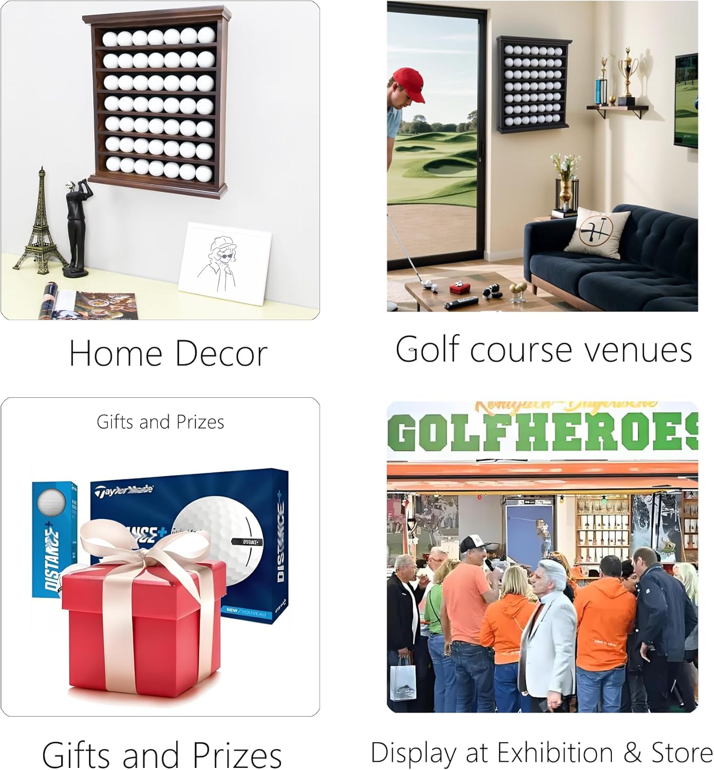 Exquisite Golf Ball Display Case - Wall Mount Shadow Box for Store or Exhibition, Solid Wood Organizer for Golf Memorabilia and Home Decor