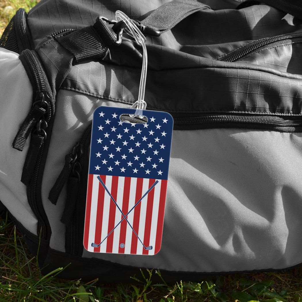 ChalkTalkSPORTS Golf Luggage & Bag Tag | USA Golfer | Custom Info on Back | Large