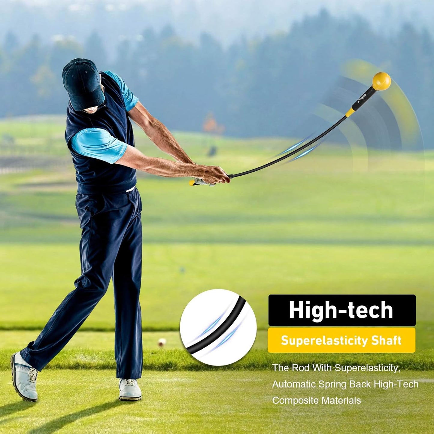 Golf Swing Trainer Aid and Correction for Strength Grip Tempo & Flexibility Training Suit for Indoor Practice Chipping Hitting Golf Accessories