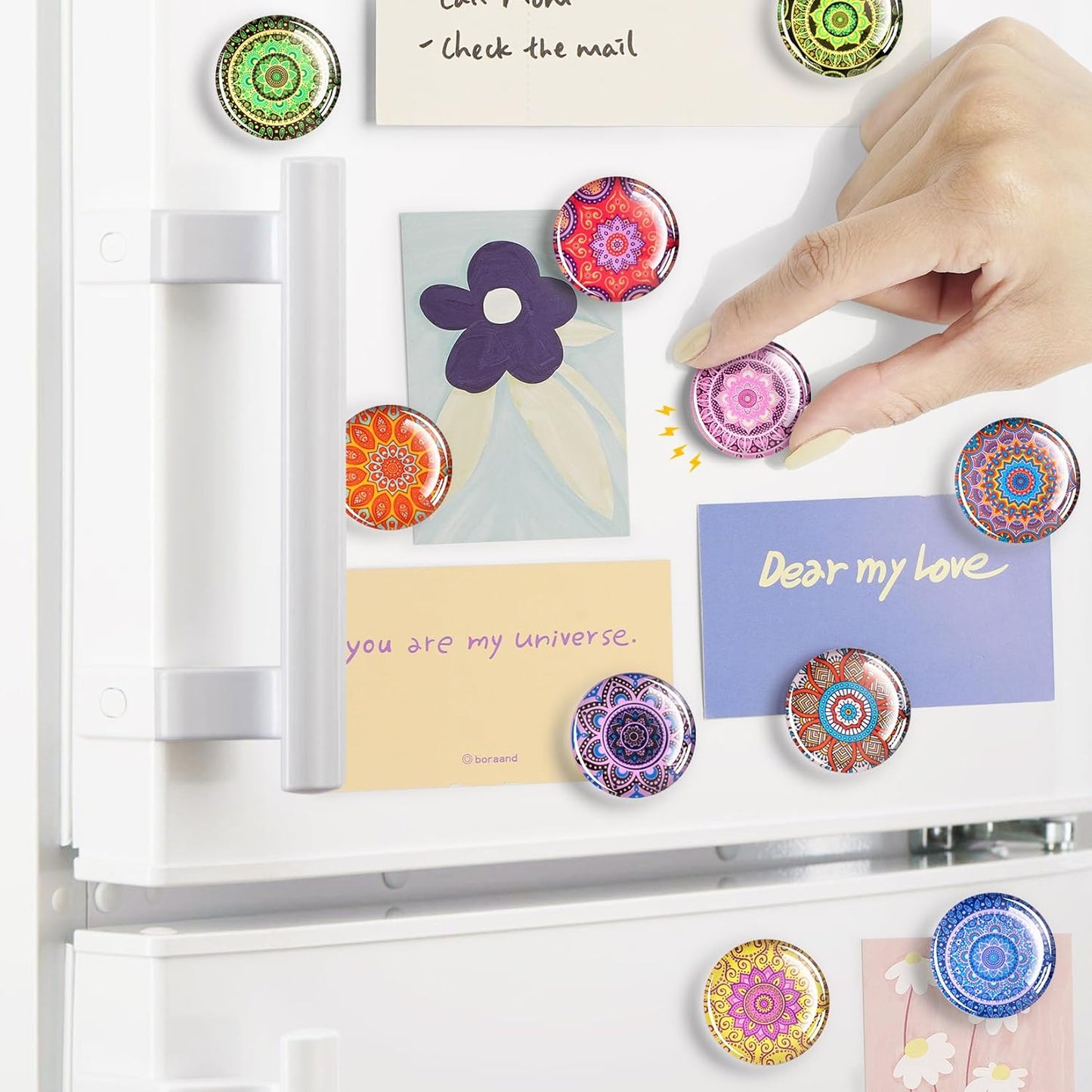 FINDMAG 12 Pcs Glass Fridge Magnets, Cute Fridge Magnet Sticker, Small Magnets for Office, Photo, Cabinet, Locker Accessories and Whiteboard