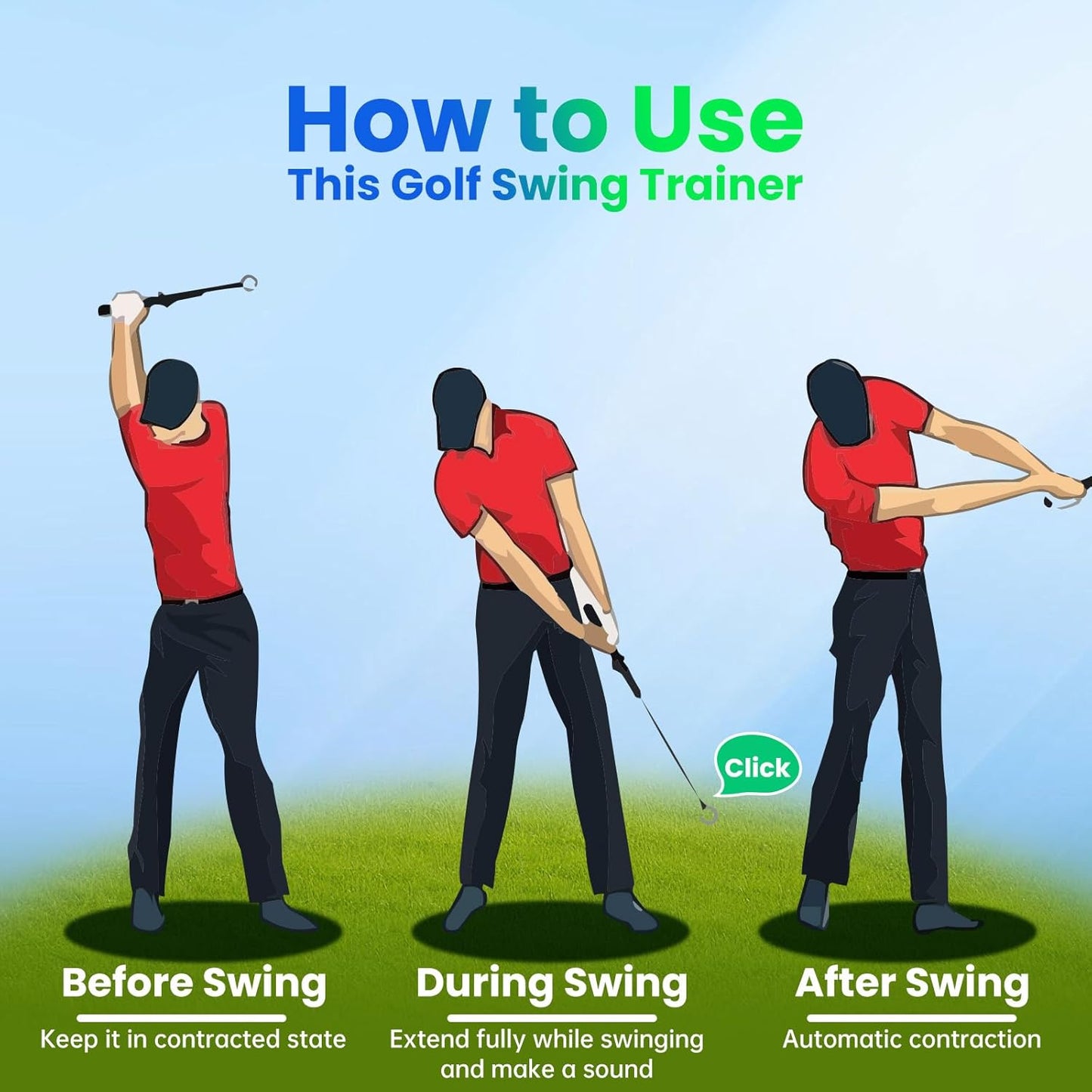 Retractable Golf Swing Training,Golf Training Aid,Golf Grip Trainer,Golf Accessories for Men,Right-Handed Strength & Tempo Training for Chipping Hitting