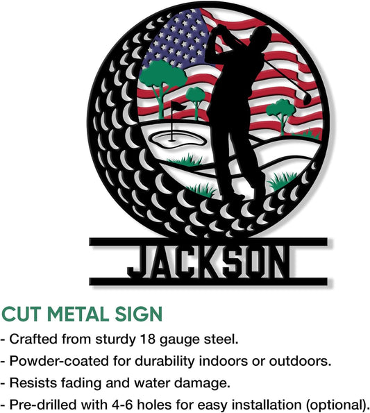 Custom Golf Metal Sign – Personalized Name Wall Decor for Yard, Porch, Garage, or Room – Perfect Gifts for Dad, Mom, Son, Daughter, or Coach on Birthday or Team Celebration