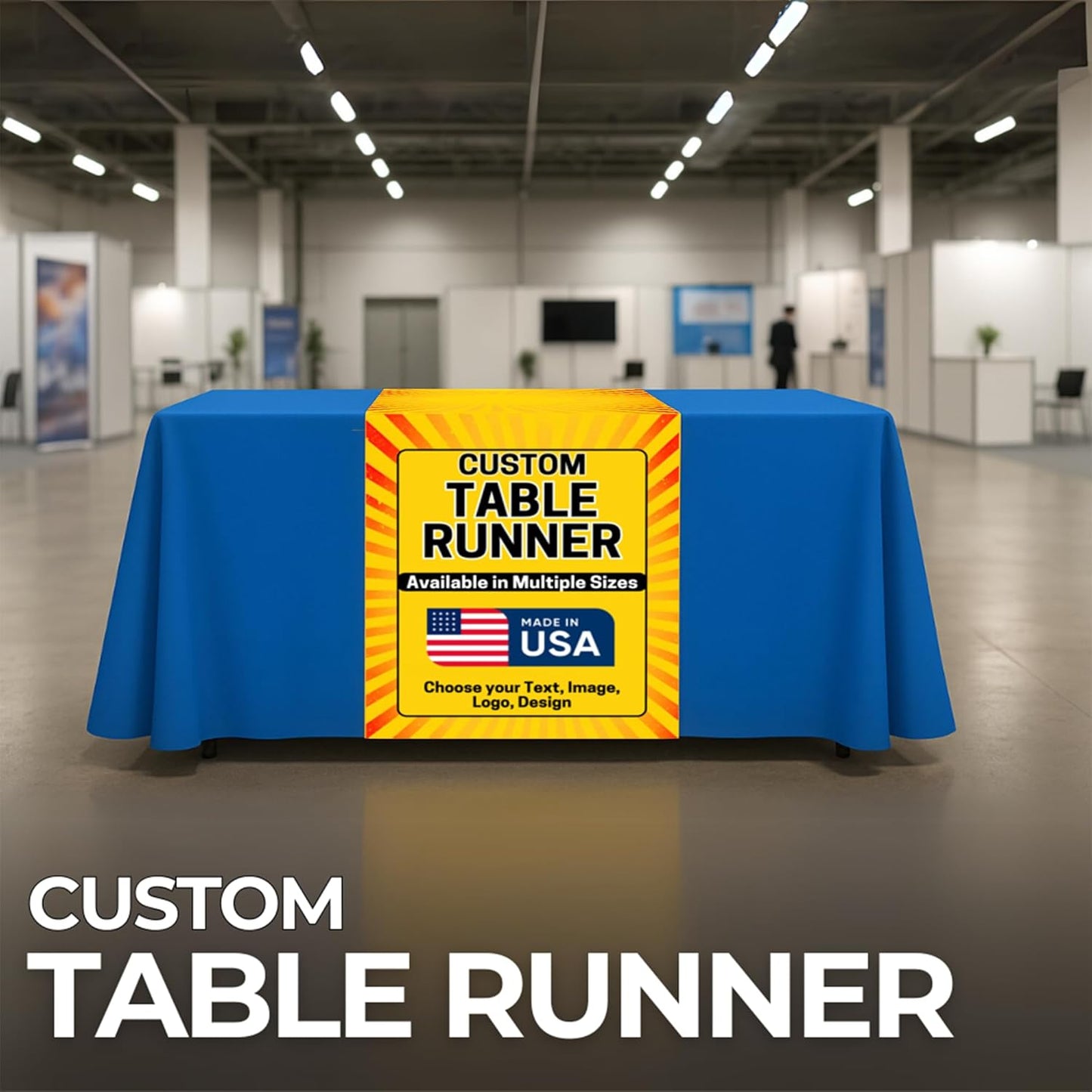 DreamController Custom Table Runner 12"x72" to 36"x72" with Business Logo, Image or Text | Personalized Table Runner for Trade Shows, Events, Birthday, Wedding | Made in USA | Fast delivery | HD Print