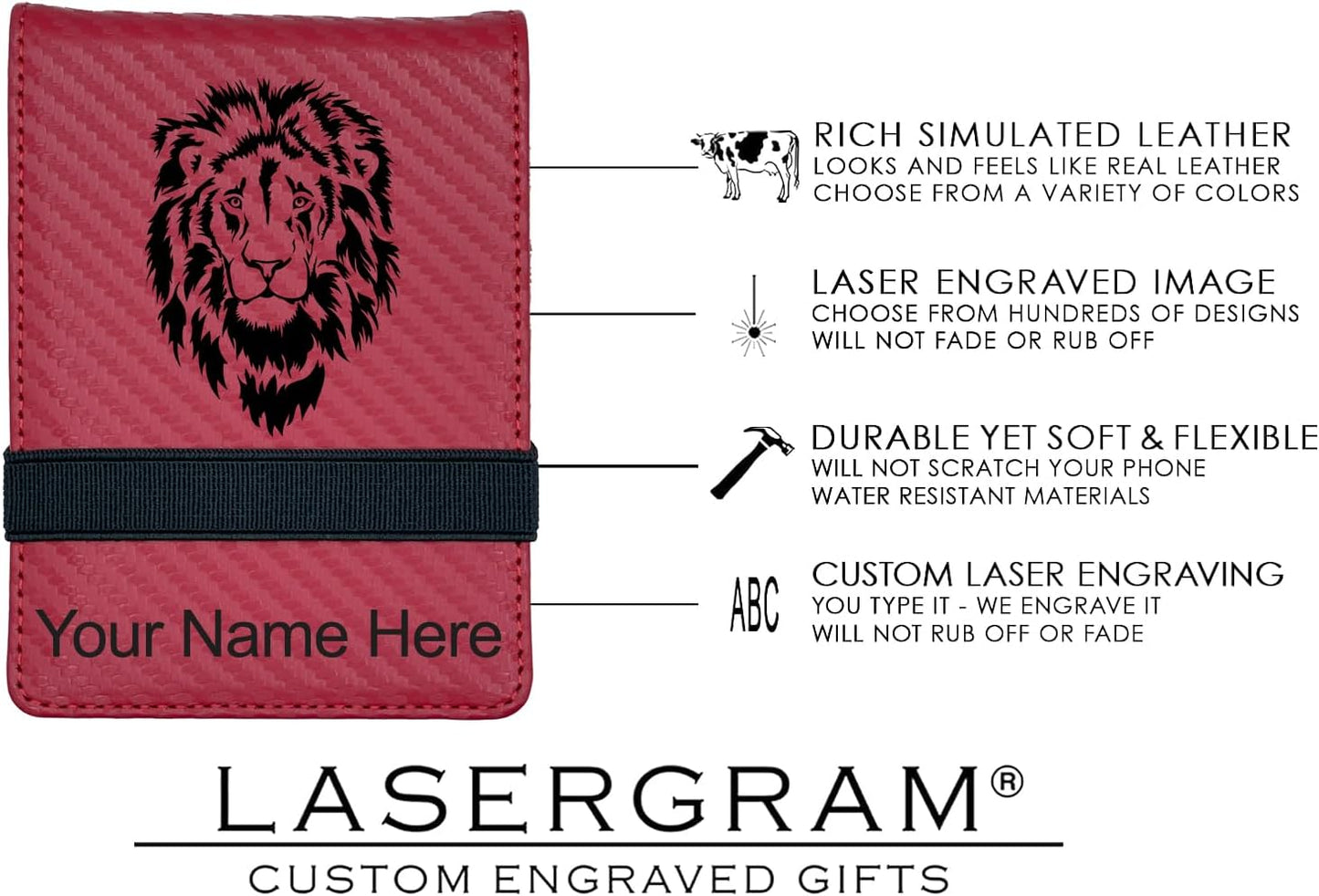 LaserGram Mini Padfolio with Notepad and Pen, Golfer Golfing, Personalized Engraving Included (Carbon Fiber Red)