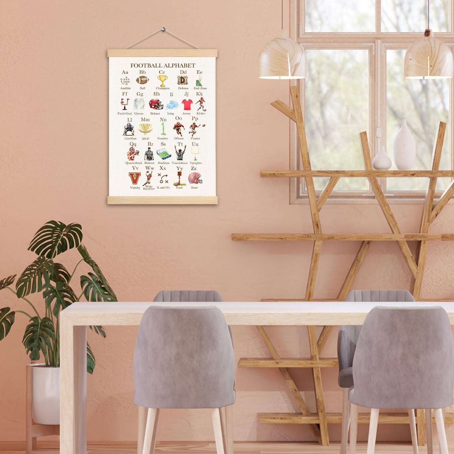 pouep Football Alphabet Nursery Wall Art Poster, Football Room Decor for Boys, Soccer Sports ABC Alphabet Educational Canvas Prints Wall Decor for Kids Boys Bedroom Nursery, 12x16 Inches