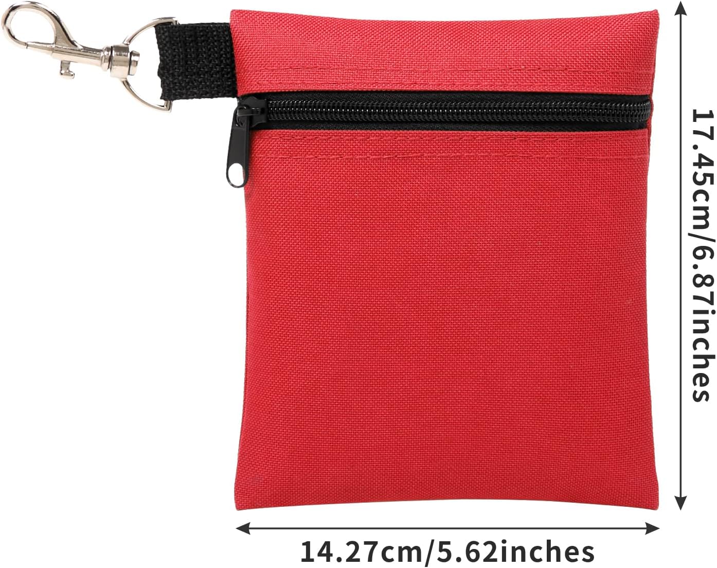BuyAgain Golf Tee Pouch, 5.62 X 6.87 Inch Professional Zipper Golf Tee/Ball Pouch Bag with Metal Lobster Claw Clip
