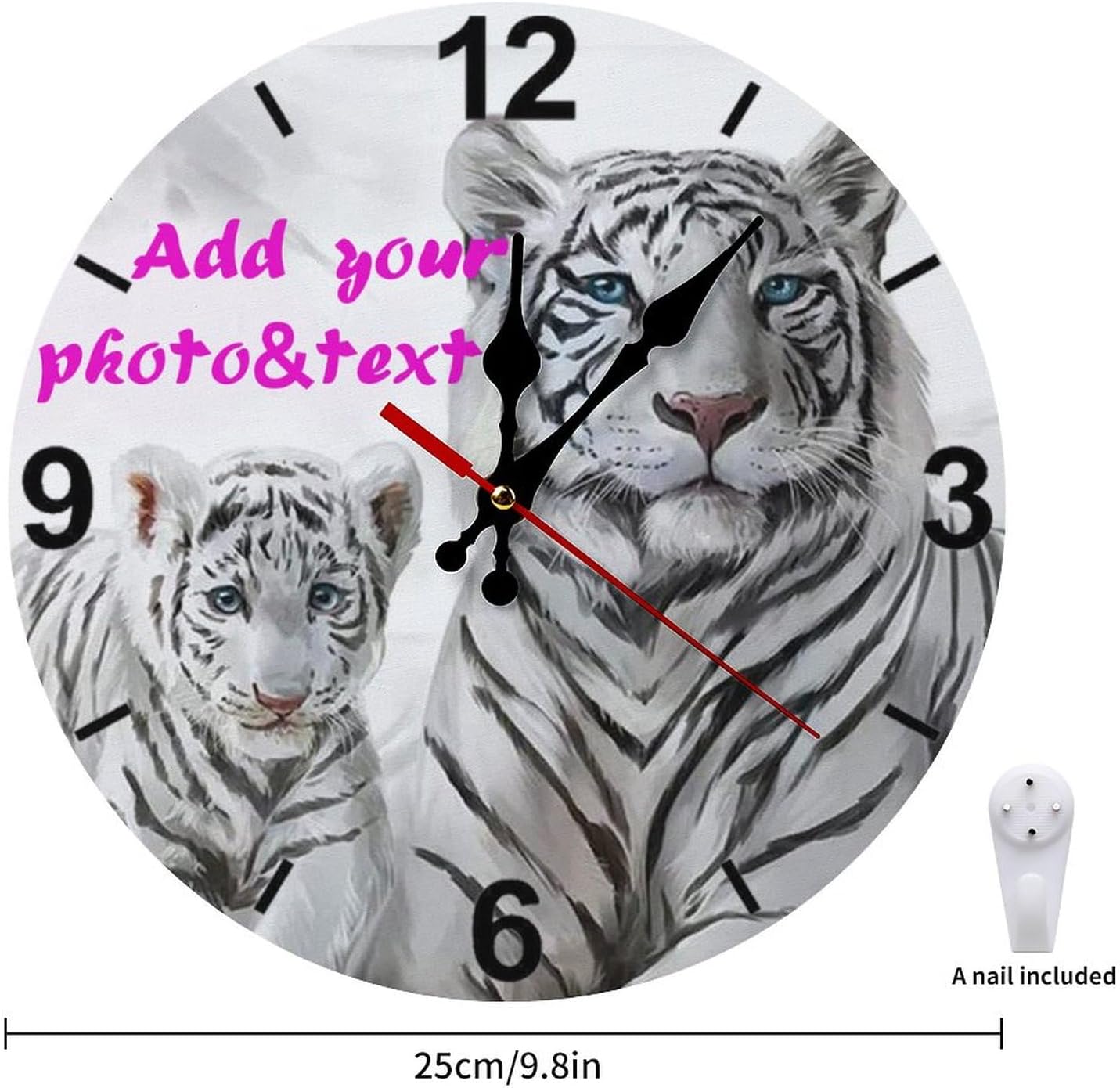 Custom Wall Clock,Personalized Wood Clock add Your Photo/Text,Customizable Silent Round Decoration for Kitchen Bathroom 23.6inch style3