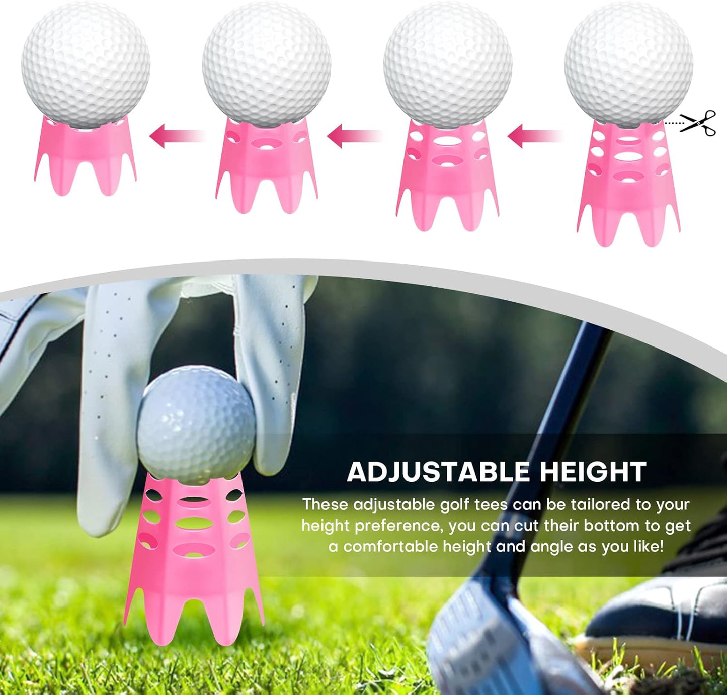 Golf Simulator tees, 24Pcs Plastic Golf Mat Tees for Home, Outdoor or Indoor Golf Tees for Training, Practice Golf tees for Winter Turf and Driving Range, Pack of 12 Tall & 12 Small