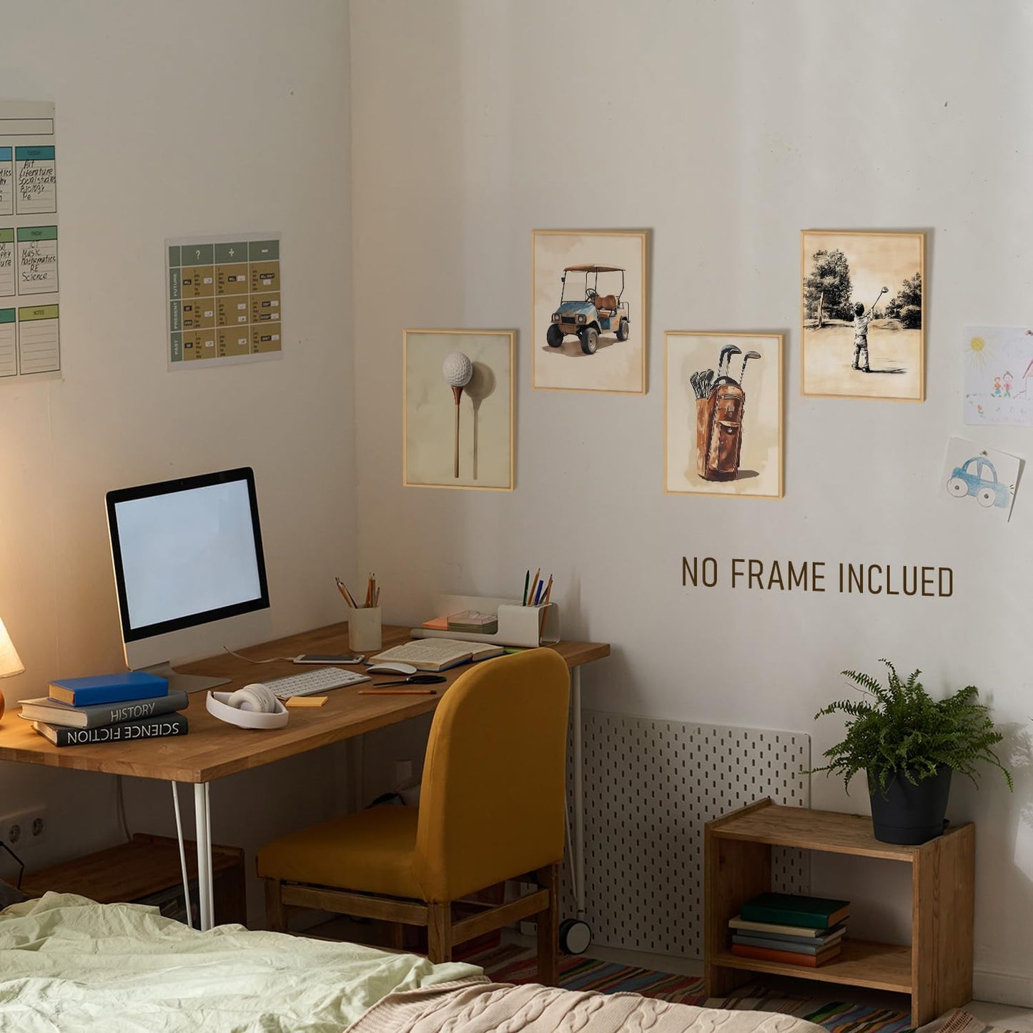 BRRNYOI Golf Nursery Wall Art Posters Set of 4, Sports Room Decor for Boys, Vintage Golf Club Course Cart Canvas Prints Wall Decor for Kids Boy Teen Bedroom Dorm Playroom, 8x10 Unframed