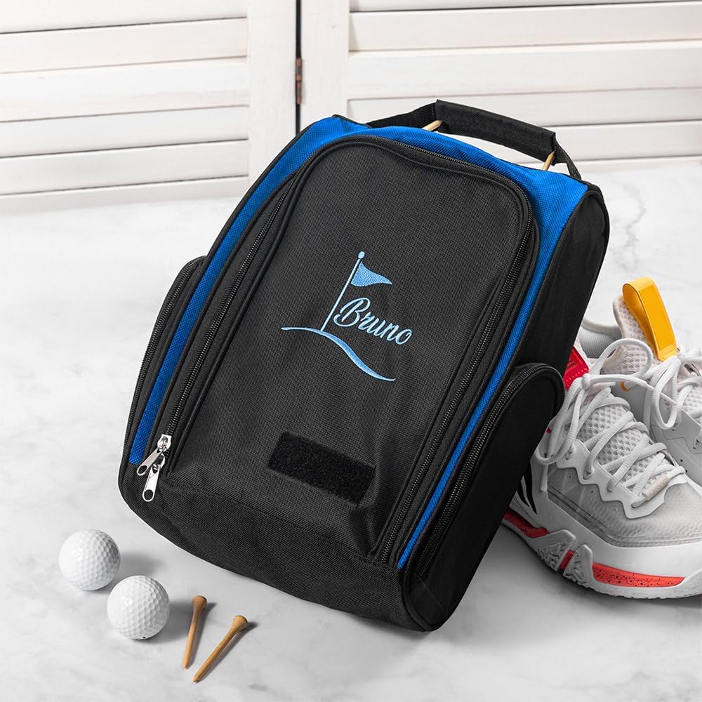 Personalized Golf Shoe Bag, Custom 10 Colors Embroidered Name and Pattern Golf Shoe Carrier Bag with Carrier Handle Father's Day Gift