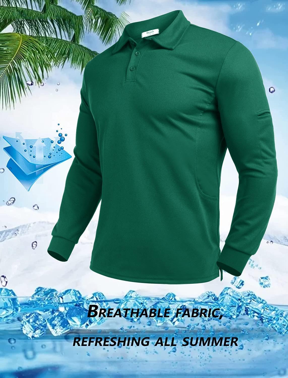 Deyeek Men's Polo Shirts Long Sleeve Golf Polo Shirts for Men Quick Dry UPF 50+ Sun Protection Polos Casual Collared Shirts