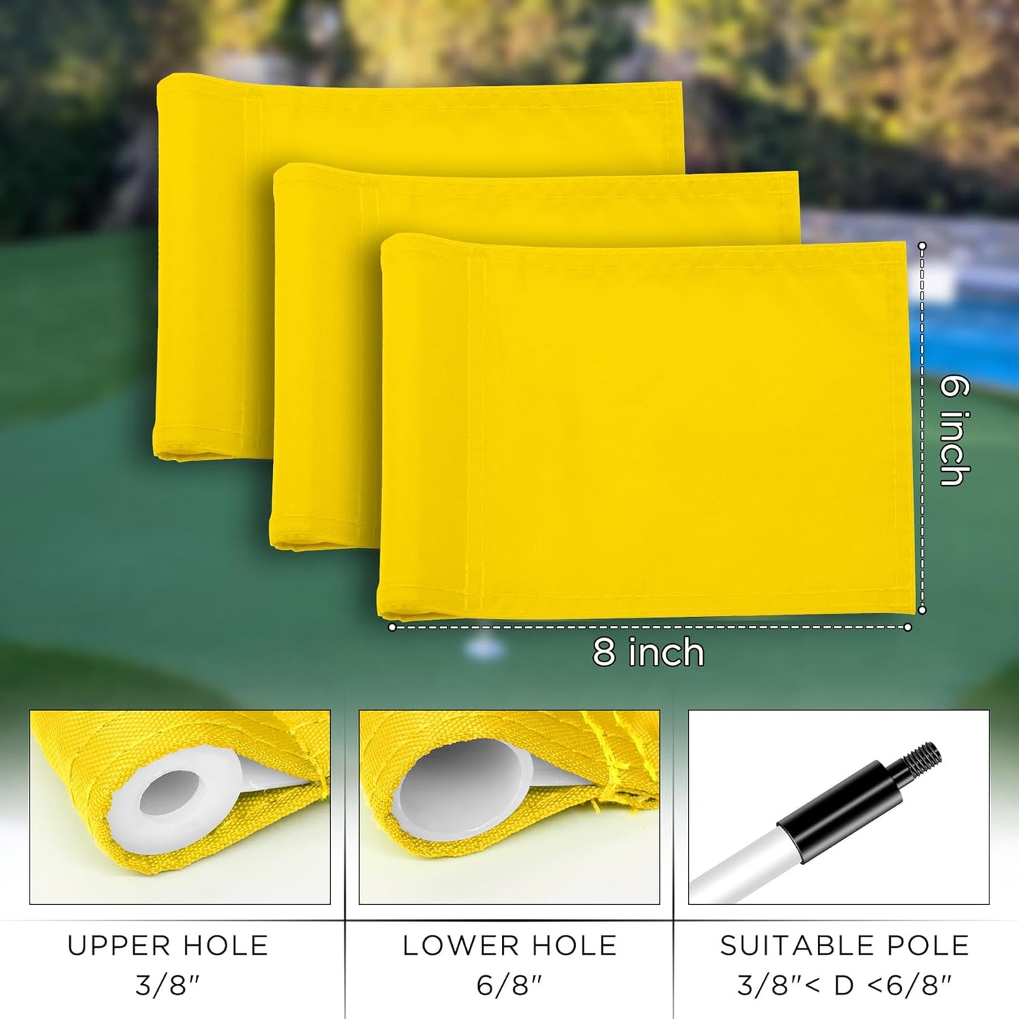 KINGTOP Solid Golf Flag All 8x6 Inch - 420D Nylon, Tube Inserted - Mini Putting Green Flags for Backyard Practice