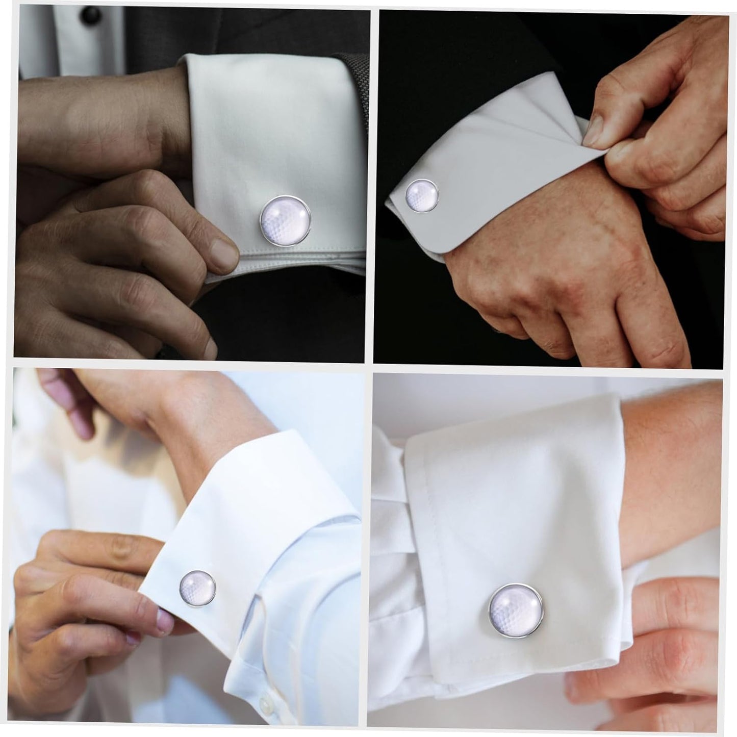 Golf Crystal Glass Gemstone Cufflinks for Men Suit Silver Metal Business Shirt Accessories Unique Tuxedo Decoration Gift for Groom Wedding and Formal Occasions