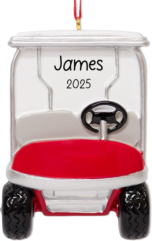 Personalized Golf Cart Christmas Ornament 2025 | Customized Golf Player Golfer Xmas Tree Ornament | Gift for Golfing Lover - Custom Name & Year