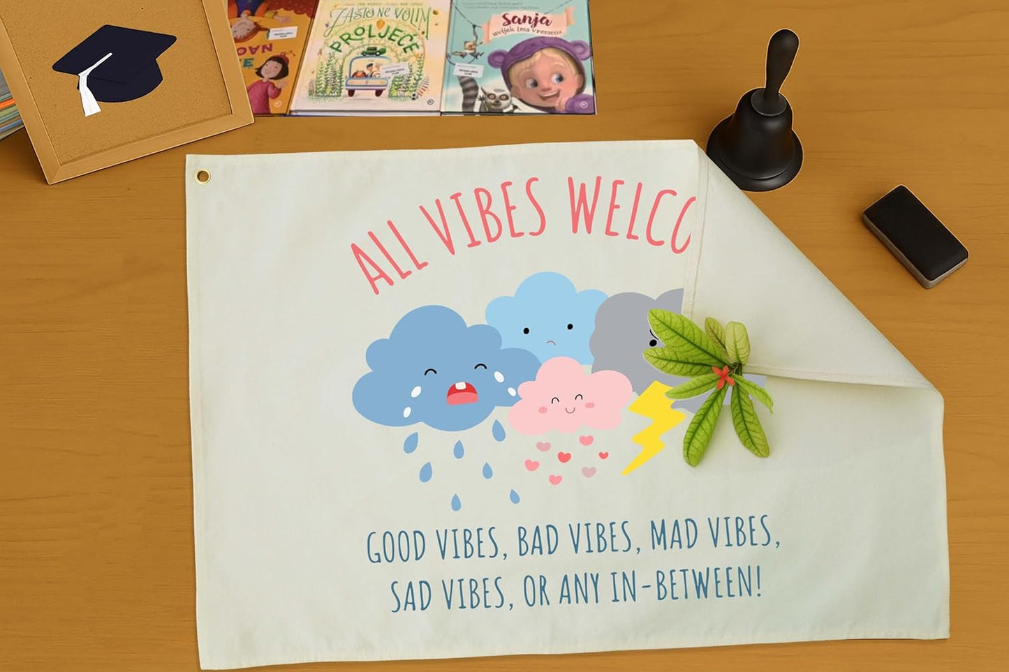 Classroom Wall Poster-Guidance Therapy Classroom Decoration-Mental Health-Welcome Present-Feel Feelings Banner-Rectangle Banner Flag Wall Decor-Door Sign-All Vibes Welcome-Christmas Gift-28.5"L×20"W