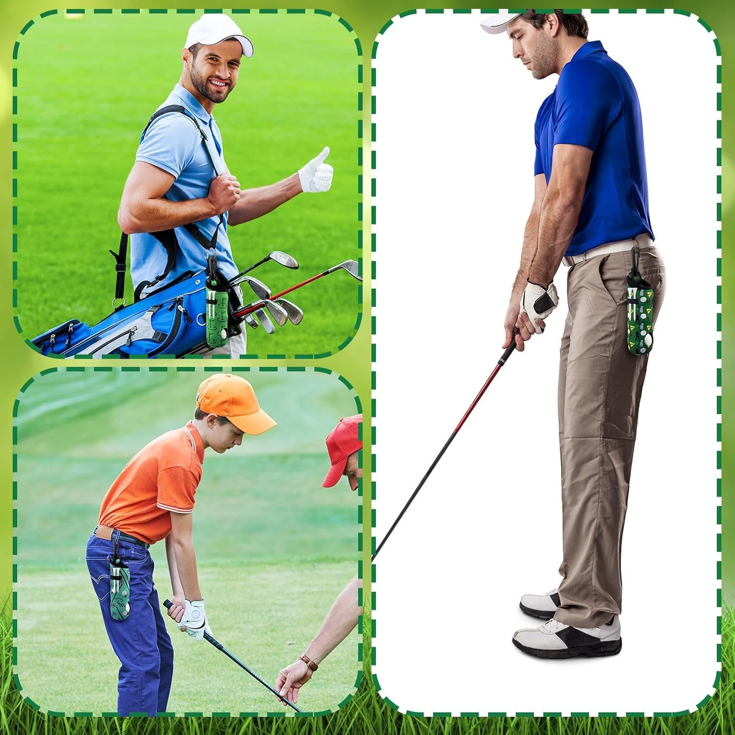 Bencailor 12 Pcs Golf Ball Tee Holder Neoprene Golf Ball Pouch Carry Bag Portable Neoprene Accessories for Women Keychain Belt Clip Bag Gifts Ladies Golfer