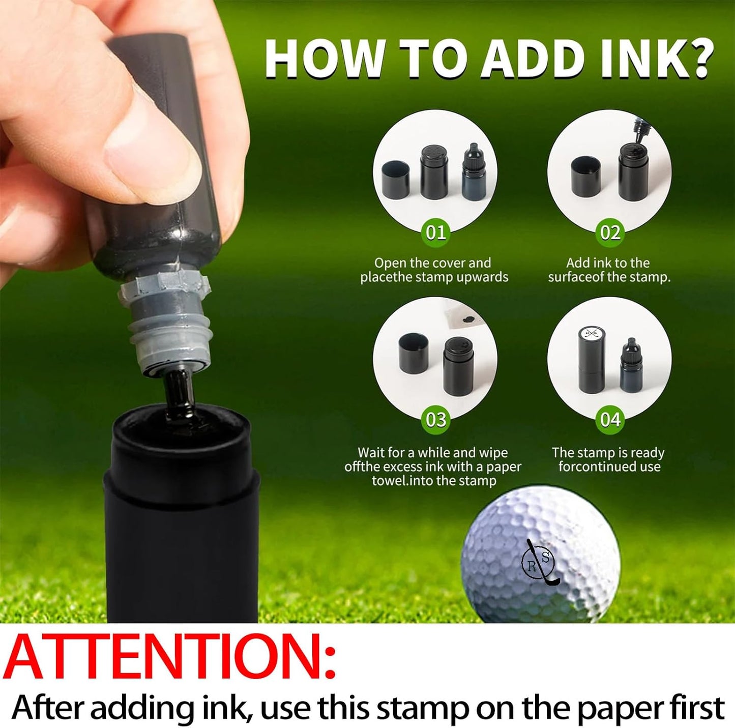 Custom Golf Ball Stamp, Personalized Golf Ball Marker Stamp with Waterproof Ink, Customized Name Stamp with Your Logo, Initial, Name, Golf Ball Stamper, Gifts for Men Dad Husband Business (Design-02)