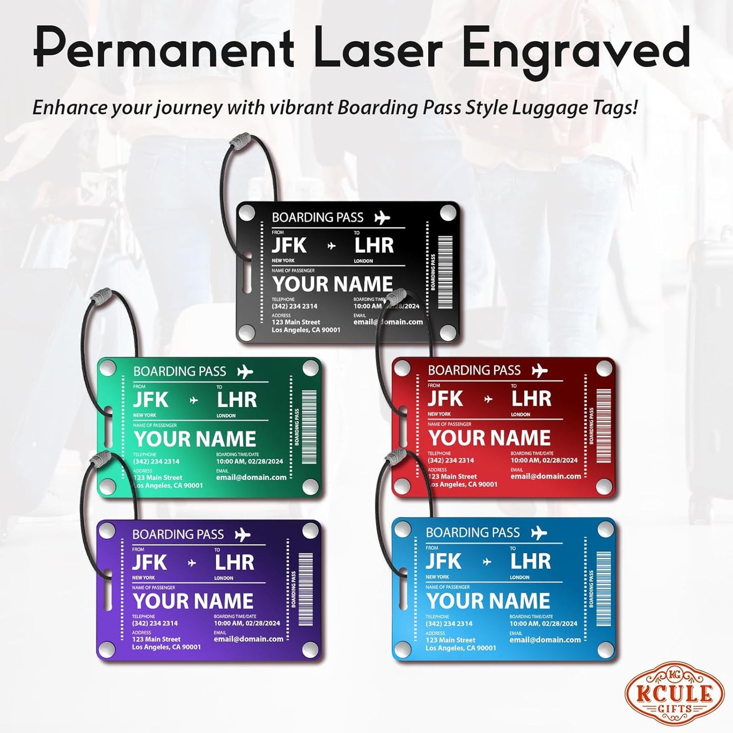 Luggage Tags for Suitcases: Boarding Pass Style Personalized Luggage Tags and Bags with Customizable Flight Details