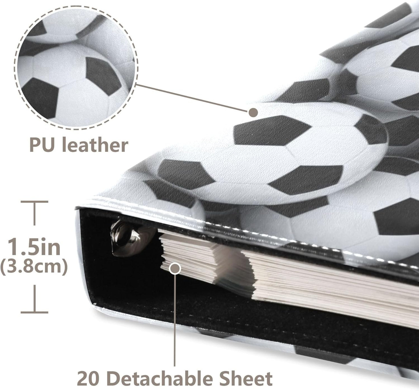 Fisyme 3d Soccer Balls Photo Album Self Adhesive DIY Scrapbook Album for 2x3 4x6 5x7 6x8 Picture 20 Pages Memory Book for Family Wedding