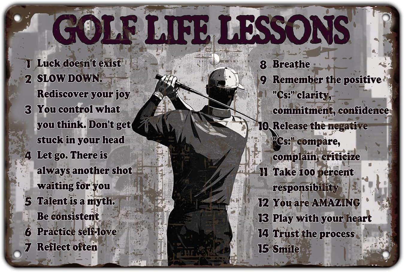 Golf Life Lessons Metal Tin Sign 8x12 Inch Funny Golf Tin Sign Golf Life Lessons Poster Home Kitchen Garden Bar Restaurant Cafe Office Shop Cave Man Are Wall Decor