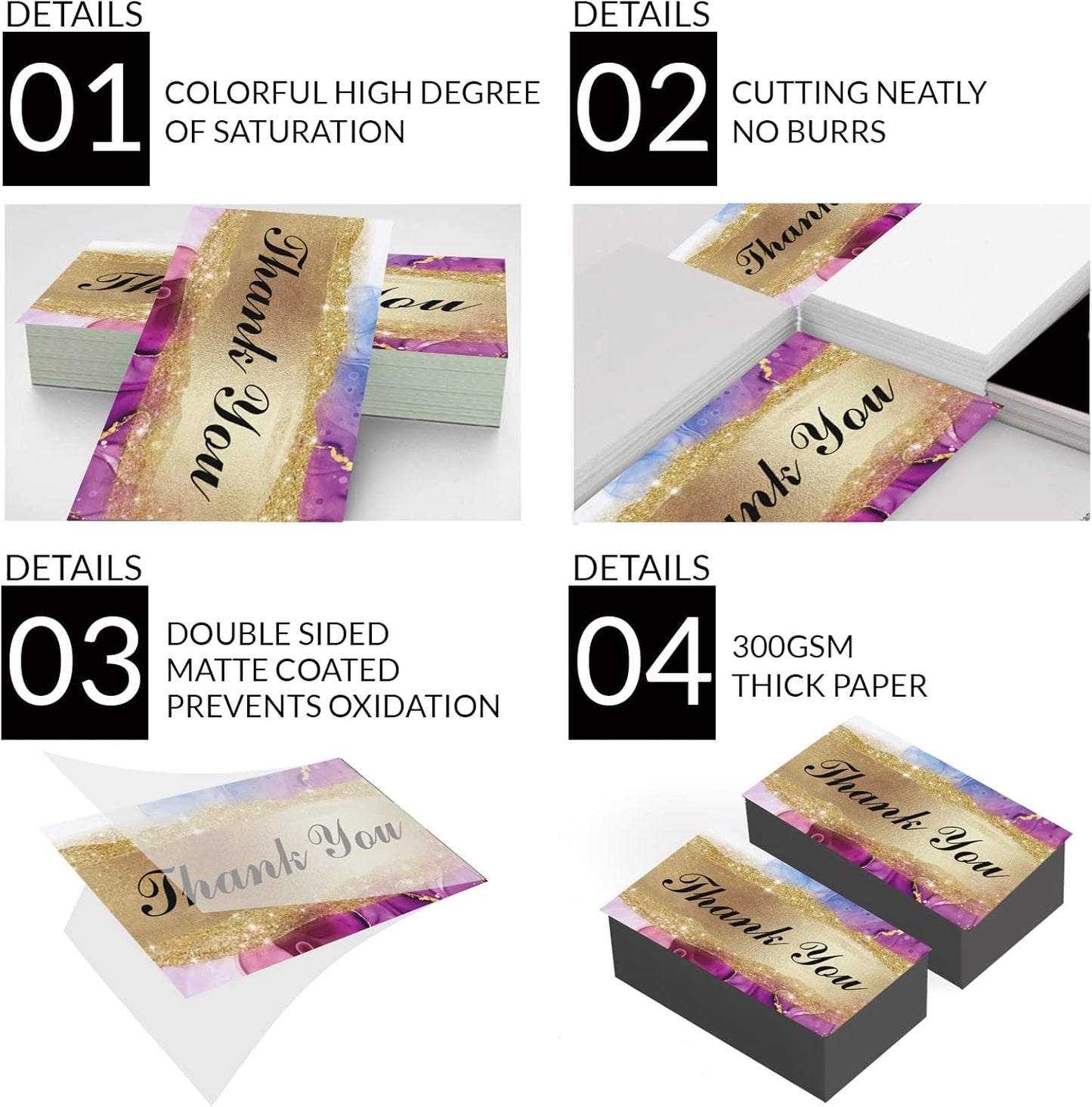 Custom Business Cards 100PCS Double-sided Printing Business Cards Customize with Your Logo Personalized 3.5"x 2" Cards for Business - Custom Thank You Cards