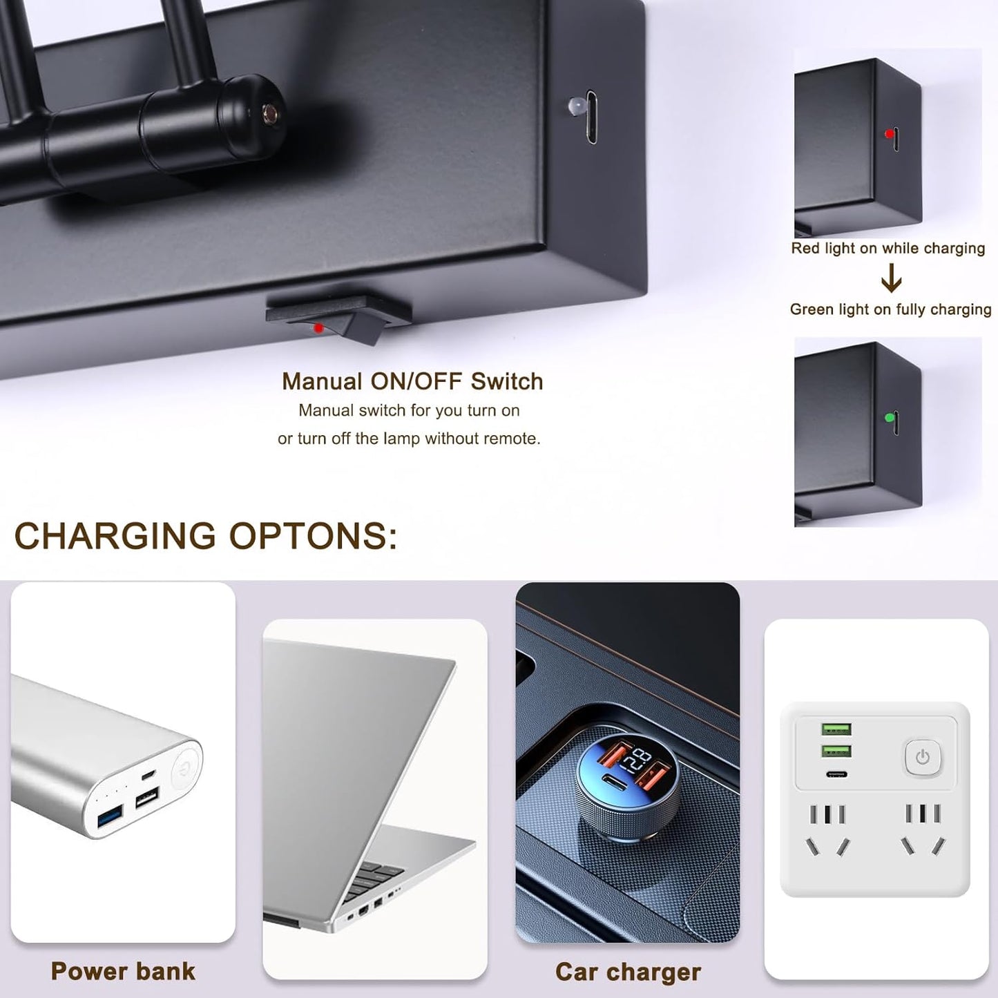 LED Battery Operated Picture Lights with Remote Wireless Art Lighting for Wall 23.6 Inch Rechargeable Painting Light Black Frame Lights Dimmable 3CCT Gallery Light for Library Portrait