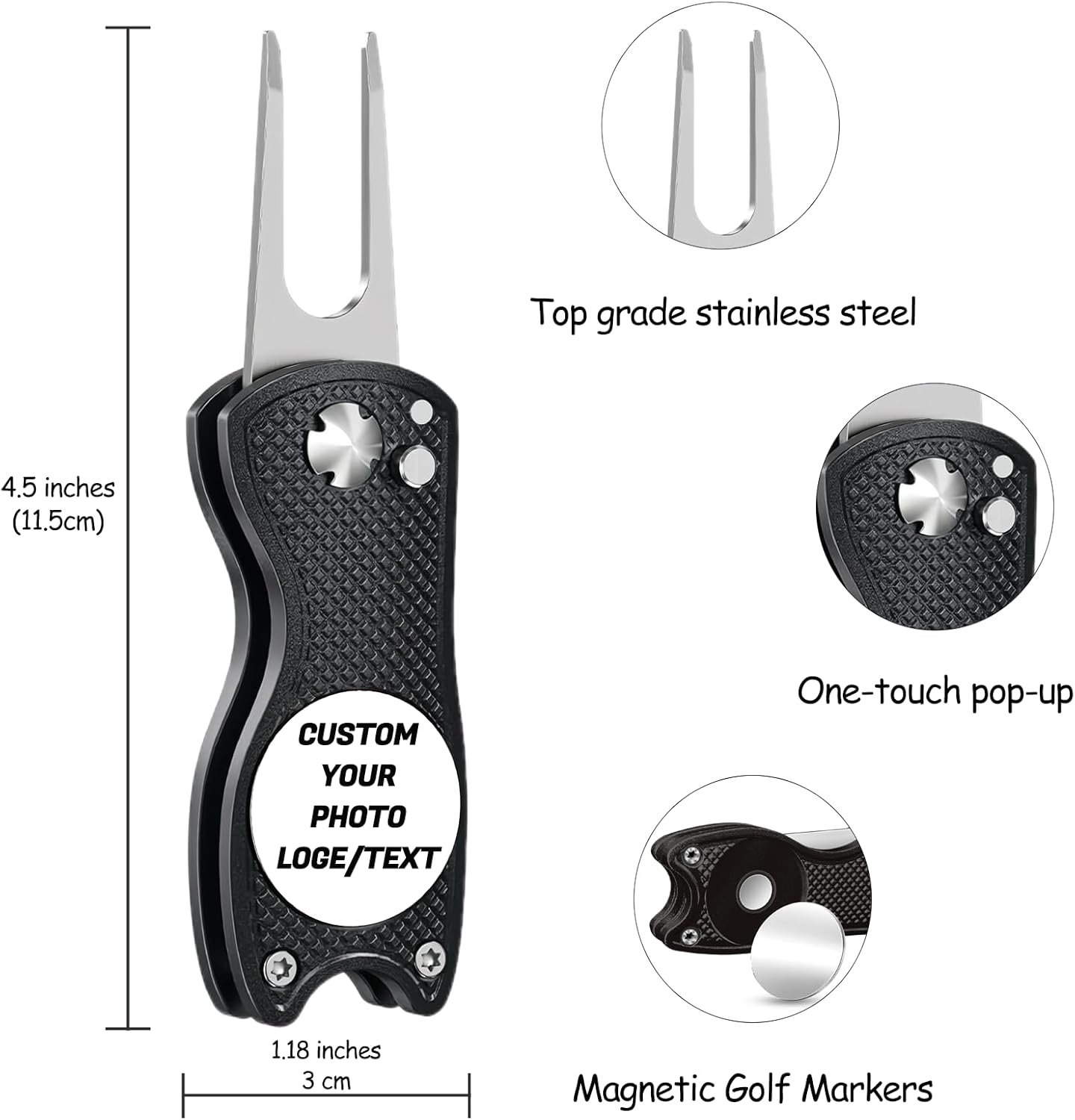 Custom Golf Divot Tool with Ball Marker, Personalized Foldable Golf Repair Tool, Golf Accessories Gift for Men & Women