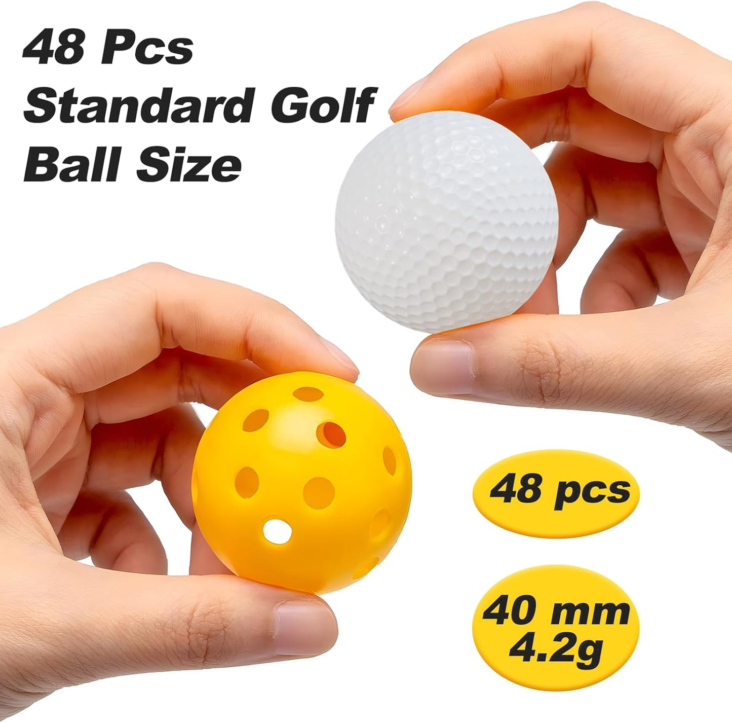 THIODOON Practice Golf Balls Limited Flight Golf Balls 40mm Hollow Plastic Golf Training Balls Colored Airflow Golf Balls for Swing Practice Driving Range Home Use Indoor