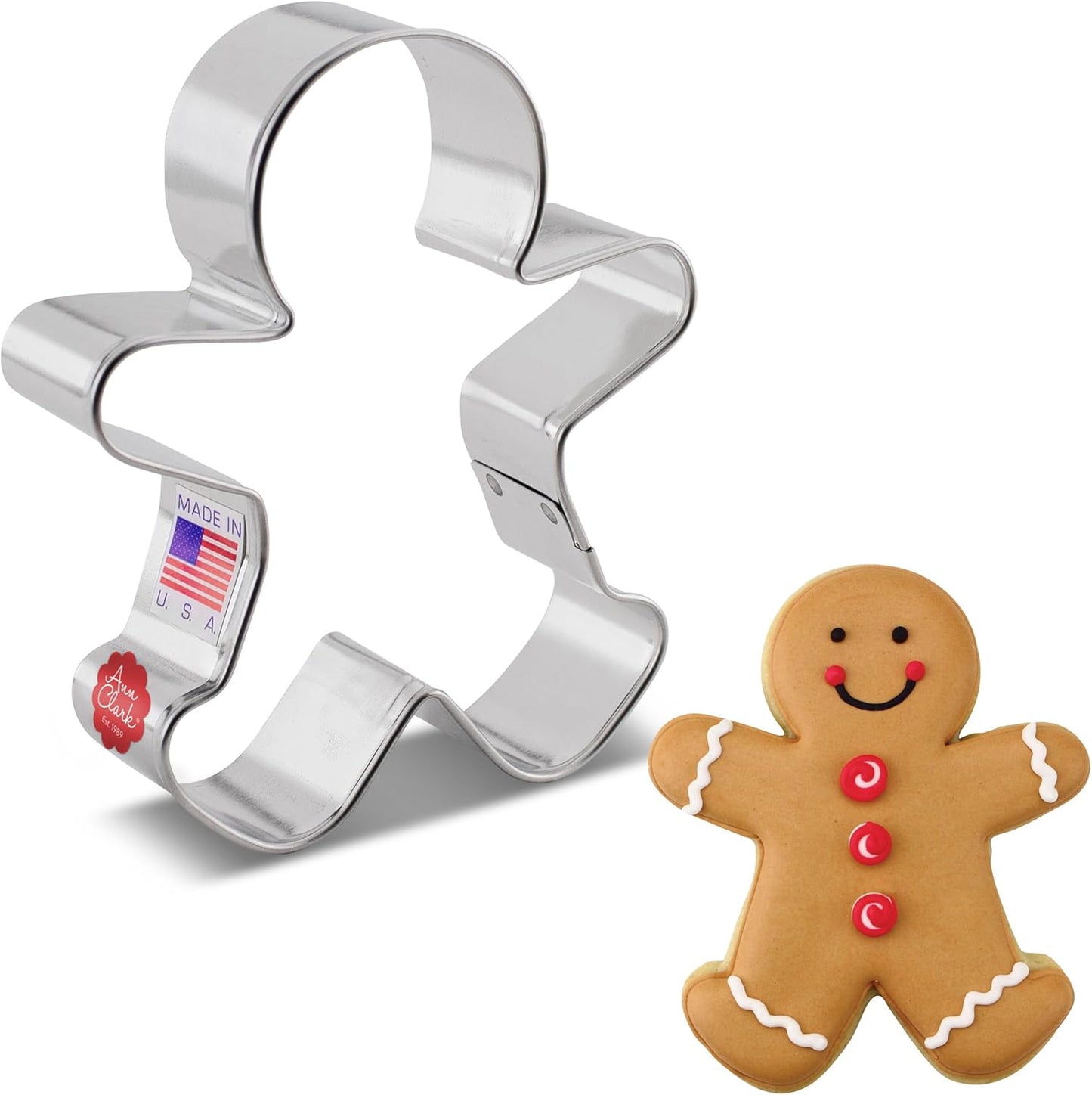 Happy Gingerbread Man Cookie Cutter, 4" by Ann Clark Cookie Cutters
