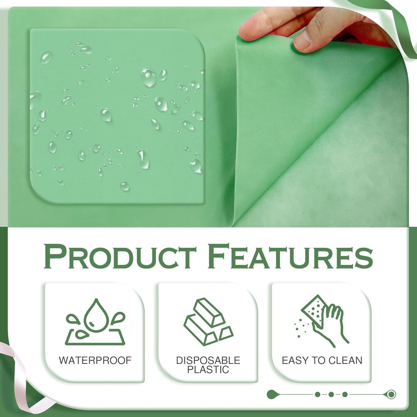 4 Pieces Light Green Series Rectangle Tablecloth, 54x72" Solid Color Waterproof & Spillproof Disposable Plastic Table Cover, Durable Party Tablecloth for Dining, Buffet, Picnic, Outdoor Events