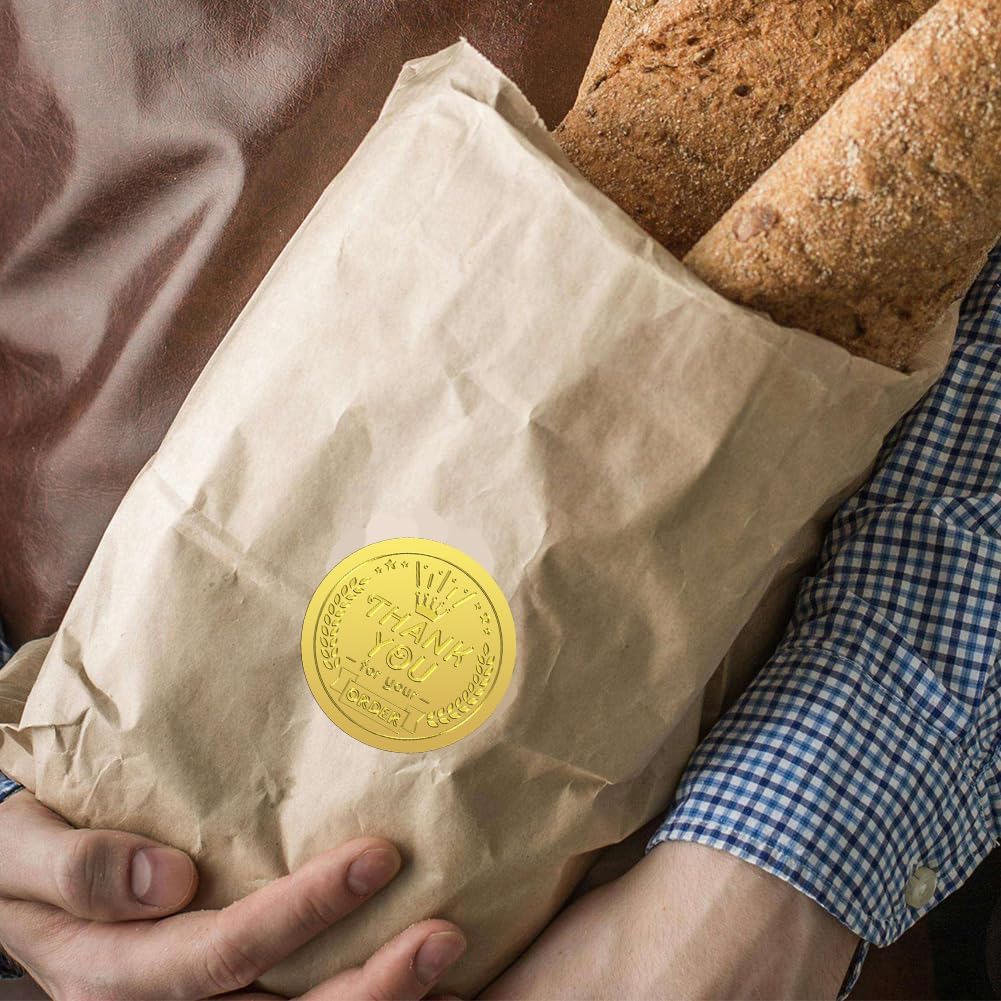 Peacoblue Gold Foil Stickers Seals Embossed 2 Inch 100Pcs Thank You for Your Order, Self Adhesive Gold Around Embossing Sticker for Shop Store Envelope Seal Gift Card Present Decoration