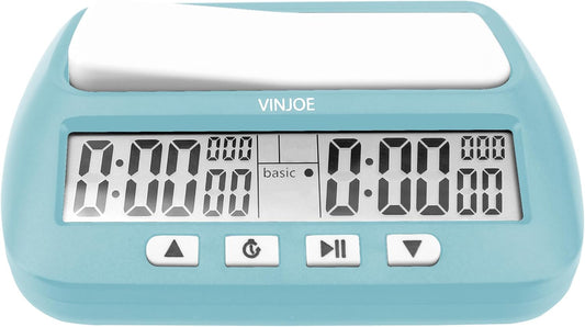 VINJOE Chess Clock Digital Chess Timer Professional for Board Games,Portable Digital Chess Clock & Game Timer with Basic,Bonus,Delay and Positive Time Features Best Gifts for Christmas (Blue)