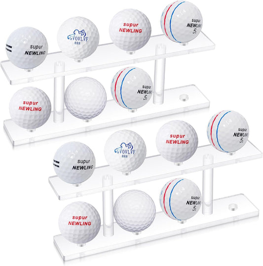 2 Pcs Golf Ball Display Rack 8 Balls Clear Acrylic Golf Case Holder Small Table Tennis Display Stand Shelf Double Layer