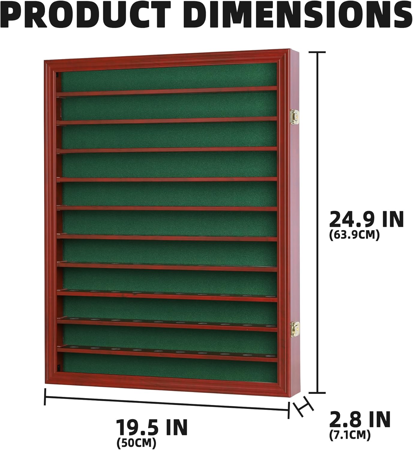 DisplayGifts 110 Golf Ball Display Case Wall Cabinet Holder Shadow Box Acrylic Door UV Protection Cherry Finish